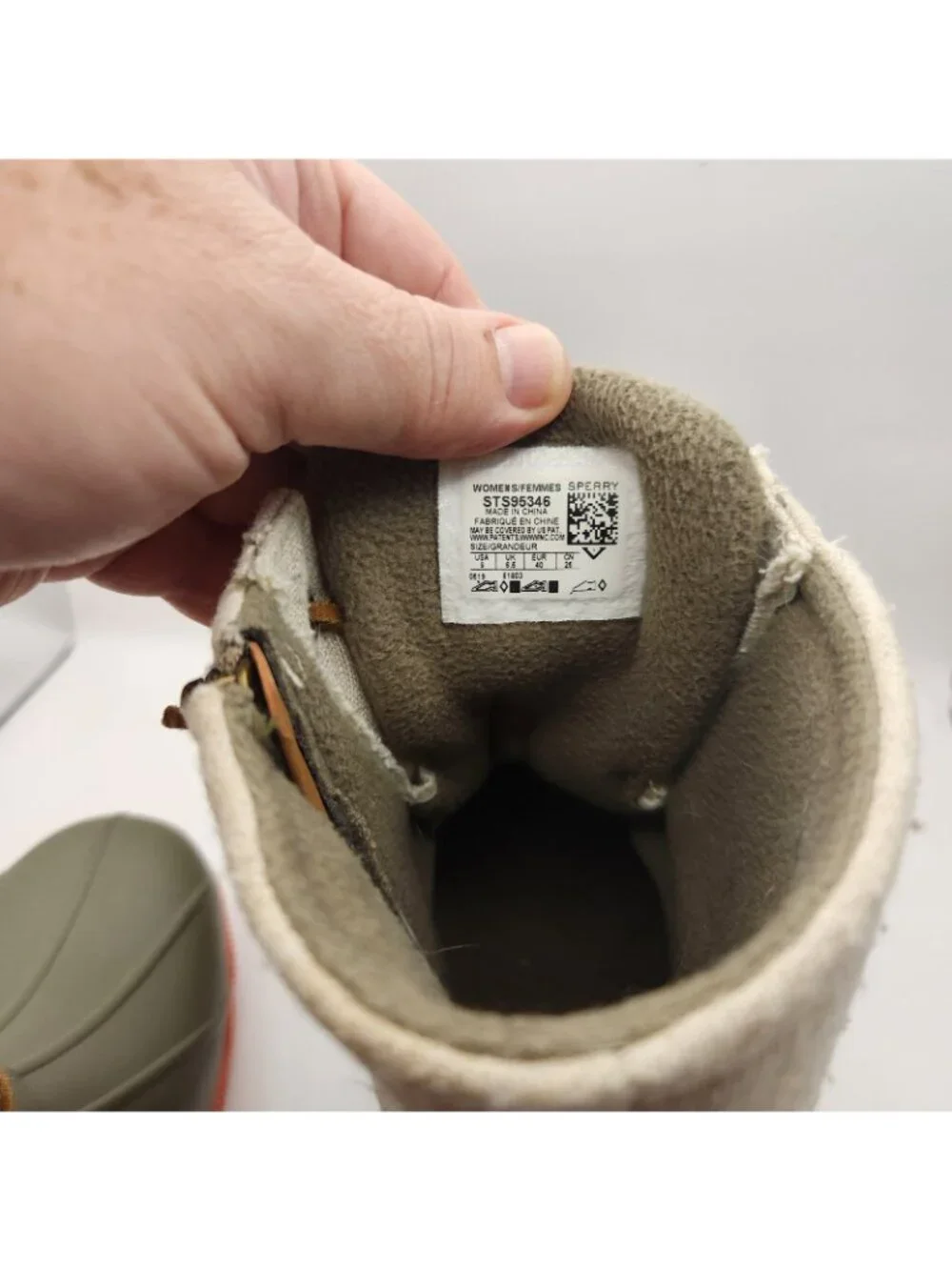 Sperry Topsider Saltwater Duck Boot Winter Shoe Rain Gray & Olive Green Side Zip